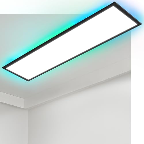 CBJKTX LED Panel 120x30 Dimmbar - Lang Flach Deckenleuchte RGB Farbwechsel Deckenpanel mit Fernbedienung 36W Deckenlampe Schwarz Groß Rechteckig Bürolampe Decke für Spielzimmer Büro Wohnzimmer CBJKTX LED Panel 120x30 Dimmbar - Lang Flach Deckenleuchte RGB Farbwechsel Deckenpanel mit Fernbedienung 36W Deckenlampe Schwarz Groß Rechteckig Bürolampe Decke für Spielzimmer Büro Wohnzimmer von CBJKTX