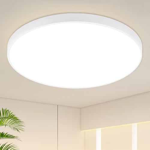 CBJKTX Led Deckenleuchte Flach Deckenlampe - Schlafzimmerlampe IP44 küchenlampe 4000K Badezimmer Rund 27cm 17W Schwarzer Wohnzimmerlampe für Küche Flur Kinderzimmer Balkon Büro von CBJKTX