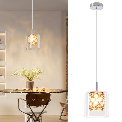 CBJKTX Pendelleuchte Glas Hängelampe Modern - Hängeleuchte 1 Flammig Nachttisch Pendellampe 120CM Höhenverstellbar G9 Kristall Esstischlampe für Esstisch Schlafzimmer Esszimmer Bar ohne Leuchtmittel von CBJKTX