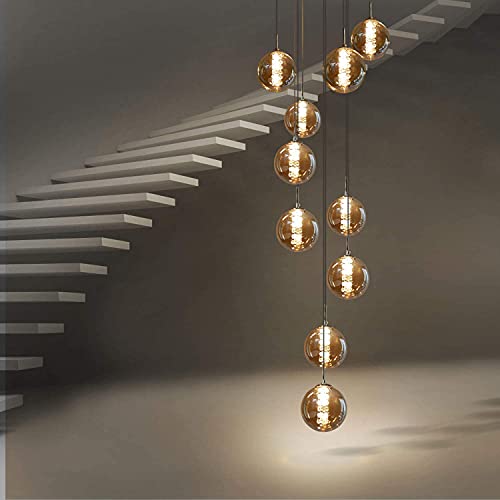 CBJKTX Pendelleuchte esstisch Pendellampe Höhenverstellbar Kronleuchter Hängeleuchte 20-Flammig aus Glas in Farbe Bernstein Küchen Wohnzimmerlampe Schlafzimmerlampe Flurlampe （100 Tage Lieferfrist） von CBJKTX