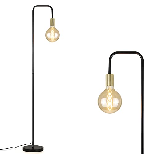 CBJKTX Stehlampe Wohnzimmer Vintage Standleuchte Schwarz Gold mit Fußschalter Industrial Metall Stehleuchte Design Wohnzimmerlampe für Schlafzimmer Büro (Ohne Leuchtmittel) von CBJKTX