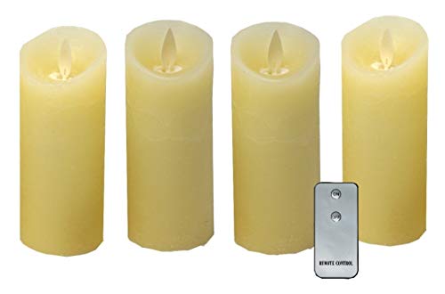CBK-MS 4x LED echtwachs Kerzen weiß/elfenbein mit Fernbedienung flammenlose Stumpenkerzen Weihnachtskerzen für Adventskranz von CBK-MS
