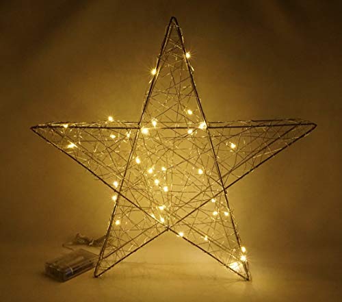 CBK-MS Adventsstern Weihnachtsdeko beleuchtet 35 LEDs warm weiß 40 cm Metall Timer Fensterdeko LED Deko Stern Leuchtstern von CBK-MS