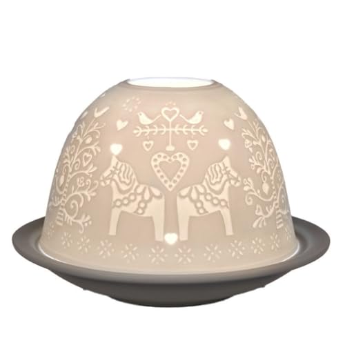 CBK-MS Dome Light nordisches Pferd Porzellan ca. Ø 12 cm Höhe 8,5 cm Windlicht Teelichthalter Teelicht von CBK-MS