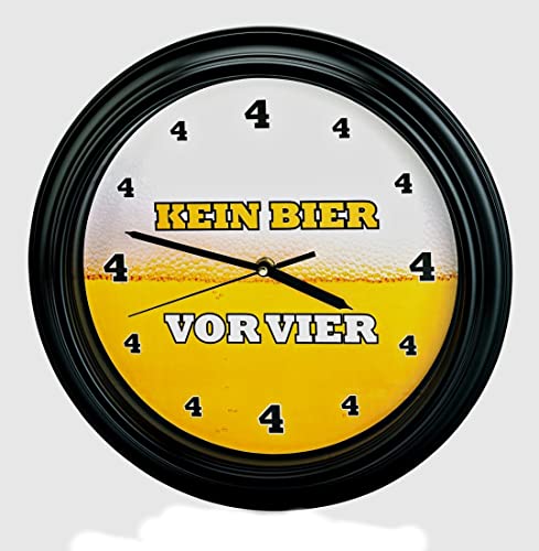 CBK-MS Kein Bier vor Vier Wanduhr mit Biersound - Wohnzimmeruhr Küchenuhr Geschenk für Party Keller Bar von CBK-MS