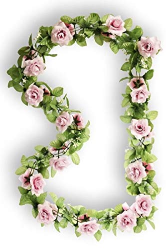 CBK-MS. Rosengirlande rosa mit grünen Ästchen und Schleierkraut Rosen Blumen 1 Girlande von CBK-MS.