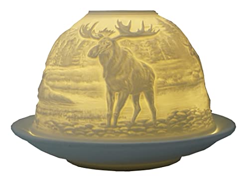 Dome Light Teelicht Elche Elch Windlicht Porzellan Teelichthalter ca. Ø 12 cm Höhe 8,5 cm von CBK-MS