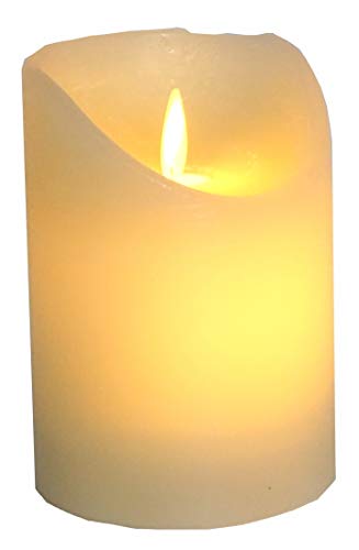 LED echtwachs Stumpenkerze 10 cm creme/elfenbein mit Timer und beweglicher Flamme von CBK-MS.