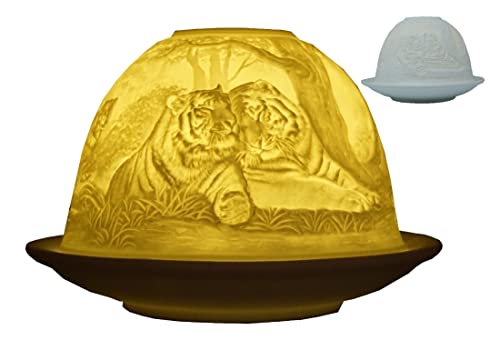 Teelicht Windlicht Dome Light Tiger Wildkatze Raubkatze Katze von CBK-MS