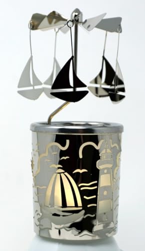 Windlicht Karussell Segelboot Glas Votivglas Leuchtglas Boot Teelichthalter von CBK-MS