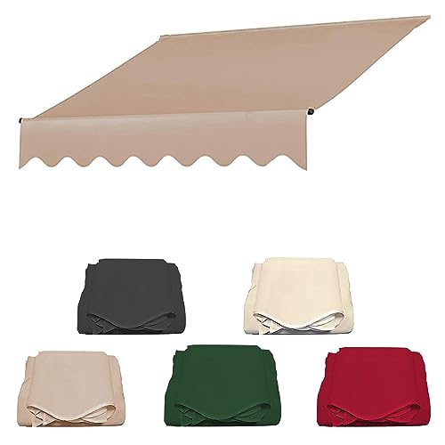 Handbuch Terrasse Markise Oberstoff Ersatz Einziehbar Terrasse Markise Pavillon Draussen Garten Sonnenschutz Überdachung 280g 100% Polyester Wasserdicht Leinwand -Beige||2m von CBLdF