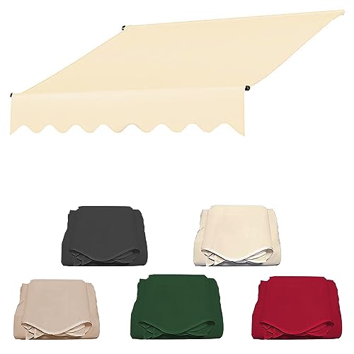 Handbuch Terrasse Markise Oberstoff Ersatz Einziehbar Terrasse Markise Pavillon Draussen Garten Sonnenschutz Überdachung 280g 100% Polyester Wasserdicht Leinwand -Wit||3m von CBLdF