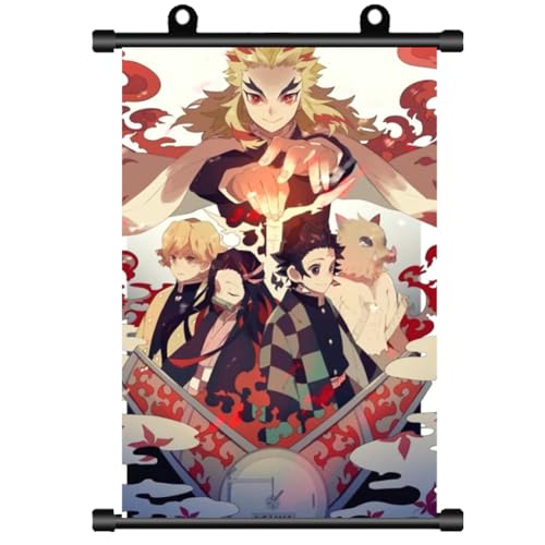 CBOSNF 30x90cm De-mon Slayer Scrollen,De-mon Slayer Anime Poster Scroll Anime Wandkunst Bilder Aufhängen Leinwand Gedruckt Rahmen Segeltuch Malerei Poster Decorative Wall Decor for Home Living Room B von CBOSNF