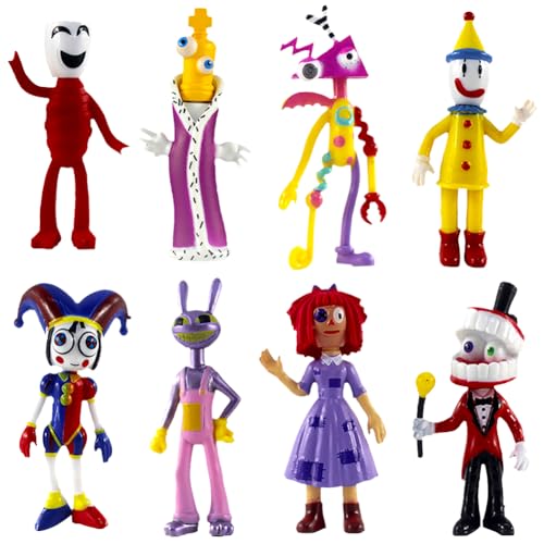 CBOSNF Digital Circus Figuren Set 8 Stück Zirkus Mini Figurines Set Circus Cake Topper Action-Figur Tortendeko Auto Desktop Dekorationen Ornamente Circus Kuchen Dekoration für Kinder(B) von CBOSNF