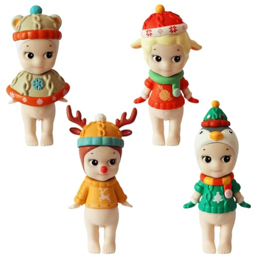 CBOSNF Weihnachtsfiguren,4 Stück Elch Kuchen Ornament,Weihnachts-Accessoires,Miniatur Weihnachten für Weihnachtsdeko DIY Feengarten Decor Desktop Dekoration Weihnachtsdekoration von CBOSNF