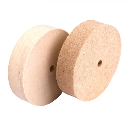 CBRIGHT 2pcs Wolle Buffing Rad, 4Inch Polieren komprimiert feine und grobe Wolle Filz Runde Pads für Bench Grinder oder Matrize Schleifer etc, 100mm von CBRIGHT