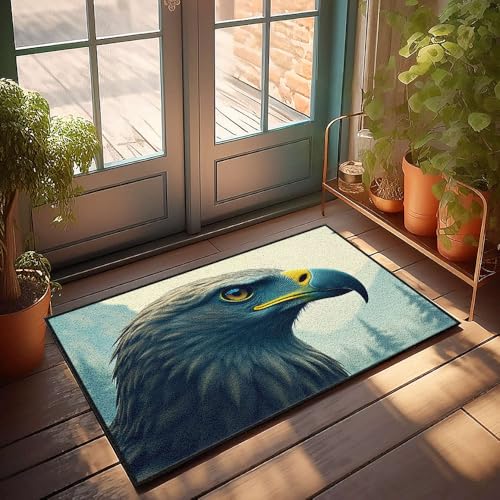 CBRT Fußmatte für den Außenbereich, Motiv: Adler, majestätischer Blick in Berglandschaft, Fußmatte, Eingangsmatte, für drinnen und draußen, 65 x 90 cm von CBRT