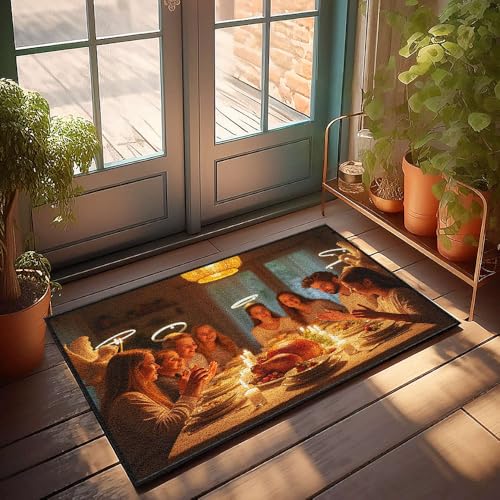 CBRT Fußmatte für die Haustür, eine Gruppe von Menschen, die sich um einen Tisch versammelt haben, für eine festliche Mahlzeit, Fußmatte, Badematte für Badezimmer, rutschfeste Fußmatte (50 x 80 cm) CBRT Fußmatte für die Haustür, eine Gruppe von Menschen, die sich um einen Tisch versammelt haben, für eine festliche Mahlzeit, Fußmatte, Badematte für Badezimmer, rutschfeste Fußmatte (50 x 80 cm) von CBRT