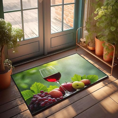 CBRT Fußmatte mit lustigem Text, ein Glas Rotwein umgeben von Trauben, Badezimmerteppich-Set, lustige Outdoor-Dekoration (50 x 80 cm) von CBRT