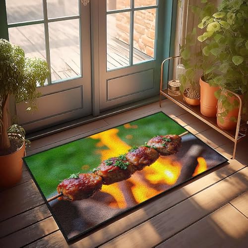 CBRT Fußmatte mit lustigem Text, gegrillte Fleischbällchen mit Kräutern über offener Flamme, Badezimmerteppich, lustige Outdoor-Dekoration (40 x 60 cm) von CBRT
