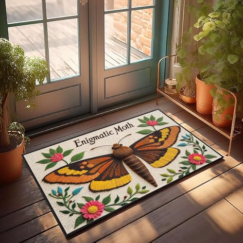 CBRT Fußmatte mit lustigem Text, rätselhafte Motte mit leuchtendem Orange, Badezimmerteppich-Set, lustige Outdoor-Dekoration (50 x 80 cm) von CBRT