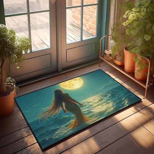 CBRT Große Fußmatte für den Außenbereich, Meerjungfrau unter dem Vollmond, Fußmatte, Veranda, Herbstdekoration, allein zu Hause, 40 x 60 cm CBRT Große Fußmatte für den Außenbereich, Meerjungfrau unter dem Vollmond, Fußmatte, Veranda, Herbstdekoration, allein zu Hause, 40 x 60 cm von CBRT