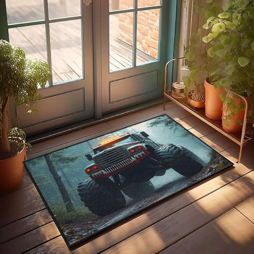 CBRT Große Fußmatte für den Außenbereich, Monstertruck mit Haifischzähnen im Wald, Fußmatte, Veranda, Herbstdekoration, allein, 50 x 80 cm CBRT Große Fußmatte für den Außenbereich, Monstertruck mit Haifischzähnen im Wald, Fußmatte, Veranda, Herbstdekoration, allein, 50 x 80 cm von CBRT