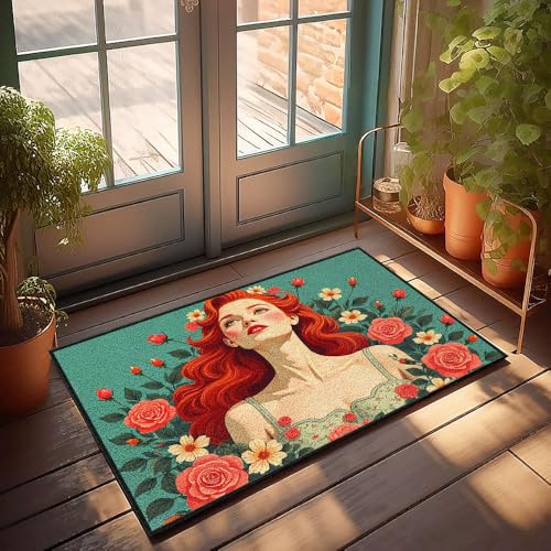 CBRT Große Fußmatte für den Außenbereich, eine Frau mit leuchtend roten Haaren, umgeben von blühenden Rosen, Fußmatte, Veranda, Herbstdekoration, allein, 65 x 90 cm CBRT Große Fußmatte für den Außenbereich, eine Frau mit leuchtend roten Haaren, umgeben von blühenden Rosen, Fußmatte, Veranda, Herbstdekoration, allein, 65 x 90 cm von CBRT