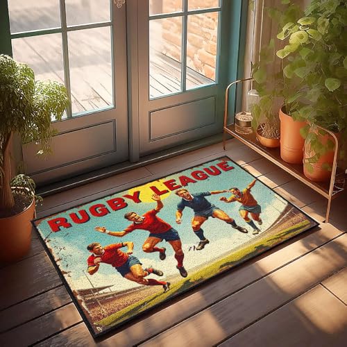 CBRT Große Fußmatte für den Innenbereich, Rugby-League-Spieler in Aktion, Fußmatte für Veranda, Herbstdekoration, allein zu Hause, 50 x 80 cm CBRT Große Fußmatte für den Innenbereich, Rugby-League-Spieler in Aktion, Fußmatte für Veranda, Herbstdekoration, allein zu Hause, 50 x 80 cm von CBRT