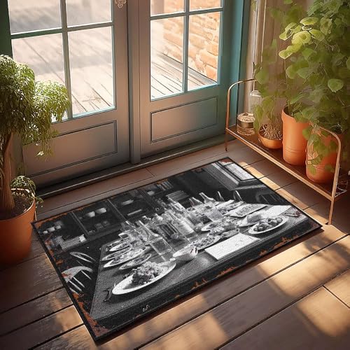 CBRT Küchenmatten für den Boden, ein Tisch-Set für Abendessen mit Tellern, Fußmatte, Outdoor-Dekorationen für Terrasse, Musikdekoration (50 x 80 cm) von CBRT