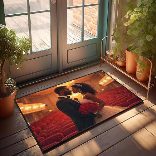Einzigartige Fußmatten für den Eingangsbereich, ein Paar in formeller Kleidung, teilt einen intimen Moment auf der Bühne, Fußmatte, Herbst-Bodenmatte, Outdoor-Herrenzimmer-Dekoration (40 x 60 cm) von CBRT