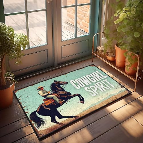 Einzigartige Fußmatten für den Innenbereich, Cowgirl-Geist: Reiten, Wildwest-Abenteuer, Fußmatte, Herbst-Fußmatte, Outdoor-Herrenzimmer-Dekoration (50 x 80 cm) von CBRT