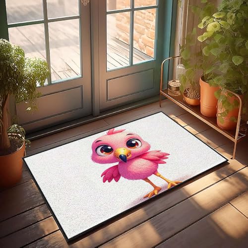Farmhouse Küchenmatten, niedlicher rosa Vogel mit großen Augen, Fußmatte, Haustür-Teppich, Innenbereich, für Schlafzimmer (65 x 90 cm) von CBRT