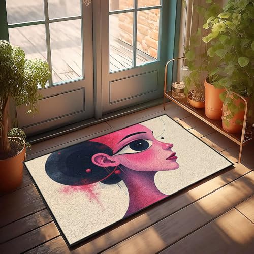 Fußmatte für die Haustür, ein surreales Porträt mit lebendigen Farben und abstrakten Elementen, Fußmatte, Herbst-Bodenmatte, Outdoor-Herrenzimmer-Dekoration (50 x 80 cm) von CBRT