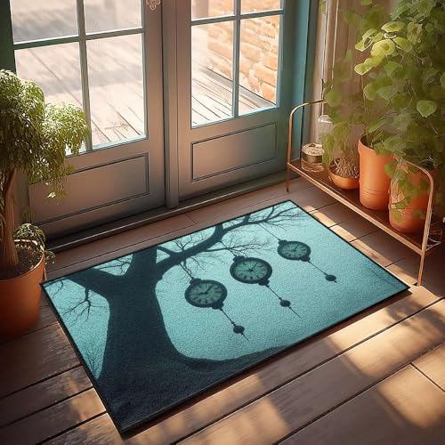 Große Fußmatte für den Innenbereich, drei Uhren, zum Aufhängen an Ästen, Fußmatte, Veranda, Herbstdekoration, allein zu Hause (40 x 60 cm) von CBRT