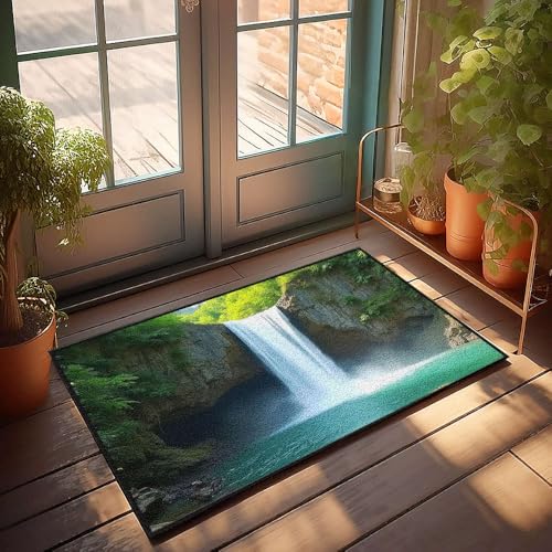 Große Fußmatte für den Innenbereich, ein malerischer Wasserfall, fällt eine üppige, grüne Klippe hinunter in einen ruhigen Pool unter der Fußmatte, Veranda, Herbstdekoration, allein zu Hause (50 x 80 Große Fußmatte für den Innenbereich, ein malerischer Wasserfall, fällt eine üppige, grüne Klippe hinunter in einen ruhigen Pool unter der Fußmatte, Veranda, Herbstdekoration, allein zu Hause (50 x 80 von CBRT