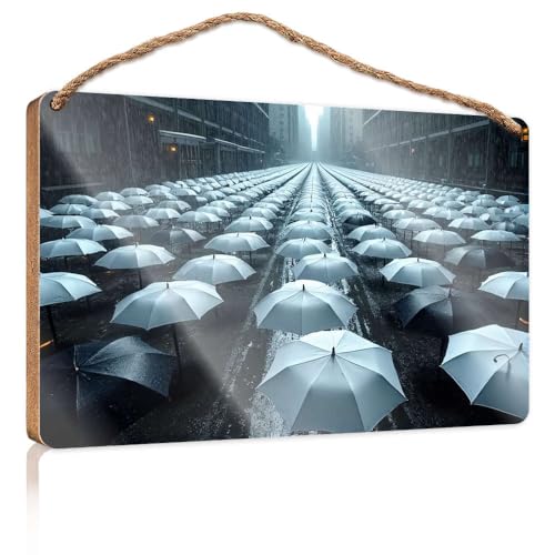 Hängende Wandschilder, verregnete Stadtstraße mit vielen Regenschirmen, Holzschild, Männerhöhle, Dekoration, für den Außenbereich, Terrasse, 20 x 30 cm Hängende Wandschilder, verregnete Stadtstraße mit vielen Regenschirmen, Holzschild, Männerhöhle, Dekoration, für den Außenbereich, Terrasse, 20 x 30 cm von CBRT
