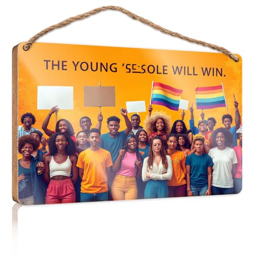 Hängende Wandschilder "Young Voices Lead The Change", Holzschild, Männerhöhle, Dekoration, für den Außenbereich, Terrasse, 15 x 28 cm Hängende Wandschilder "Young Voices Lead The Change", Holzschild, Männerhöhle, Dekoration, für den Außenbereich, Terrasse, 15 x 28 cm von CBRT