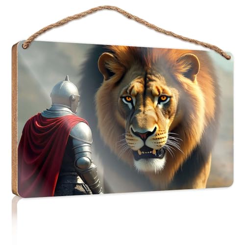 Haustürschild mit Aufschrift "A Knight Faces An Enormous Lion", lustiges Badezimmer-Dekor, Holz zum Basteln, 15 x 28 cm Haustürschild mit Aufschrift "A Knight Faces An Enormous Lion", lustiges Badezimmer-Dekor, Holz zum Basteln, 15 x 28 cm von CBRT