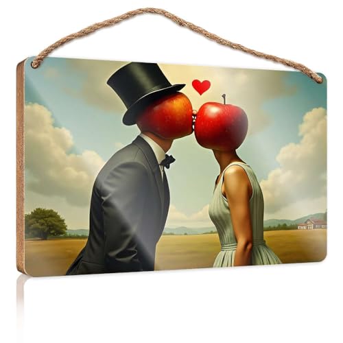 Haustürschild mit Aufschrift "Two Apples Kissing With A Heart Above Them", lustiges Badezimmer-Dekor, Holz zum Basteln, 15 x 28 cm Haustürschild mit Aufschrift "Two Apples Kissing With A Heart Above Them", lustiges Badezimmer-Dekor, Holz zum Basteln, 15 x 28 cm von CBRT