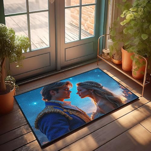 Lustige Fußmatten für den Außeneingang, ein Paar in eleganter Kleidung, blickt in die Augen des anderen unter einem Sternenhimmel, Fußmatte, coole Teppiche, 65 x 90 cm Lustige Fußmatten für den Außeneingang, ein Paar in eleganter Kleidung, blickt in die Augen des anderen unter einem Sternenhimmel, Fußmatte, coole Teppiche, 65 x 90 cm von CBRT