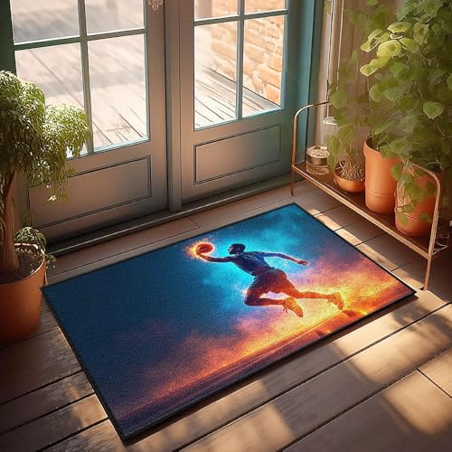 Lustige Fußmatten für den Außeneingang, einen Basketballspieler in der Luft, coole Teppiche, 40 x 60 cm Lustige Fußmatten für den Außeneingang, einen Basketballspieler in der Luft, coole Teppiche, 40 x 60 cm von CBRT