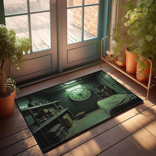 Stuff For Boys Room A Dimly Lit Room With A Large Clock On The Wall Doormat Fall Mats Outdoor Bar Accessories Man Cave(50X80CM) von CBRT