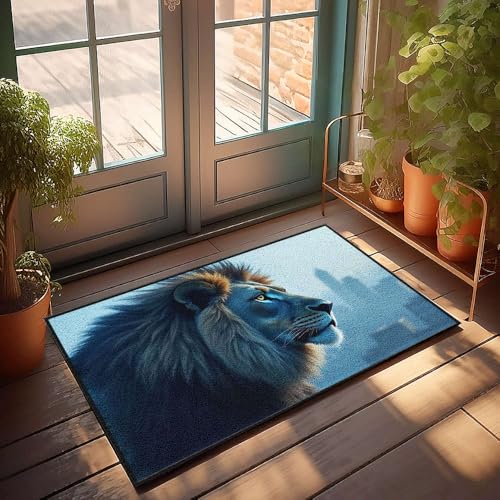 Veranda-Teppich-Set, Motiv: Löwe in der Stadt, Skyline, Badezimmerteppich, lustige Outdoor-Dekoration (50 x 80 cm) von CBRT