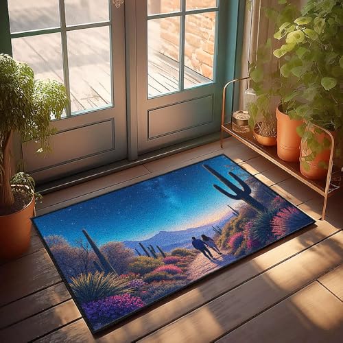 Vintage Decor Fußmatte "A Couple Walks Hand in Hand Under A Starry Sky", personalisierbar, für den Außenbereich (65 x 90 cm) von CBRT