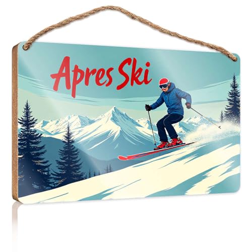 Wandschild zum Aufhängen, Motiv: Apres Ski, Winterabenteuer erwartet, Holzschild, Männerhöhle, Dekoration, für den Außenbereich, Terrasse, 20 x 30 cm Wandschild zum Aufhängen, Motiv: Apres Ski, Winterabenteuer erwartet, Holzschild, Männerhöhle, Dekoration, für den Außenbereich, Terrasse, 20 x 30 cm von CBRT