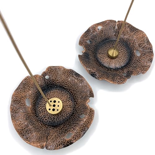 CBRVTY 2 Set Lotosblatt Weihrauch Aschenbecher Abnehmbarem Aschefänger mit 9 Löchern Säule und 1 Loch Regentropfen Räucherstäbchenhalter aus Messing für Meditation Yoga CBRVTY 2 Set Lotosblatt Weihrauch Aschenbecher Abnehmbarem Aschefänger mit 9 Löchern Säule und 1 Loch Regentropfen Räucherstäbchenhalter aus Messing für Meditation Yoga von CBRVTY