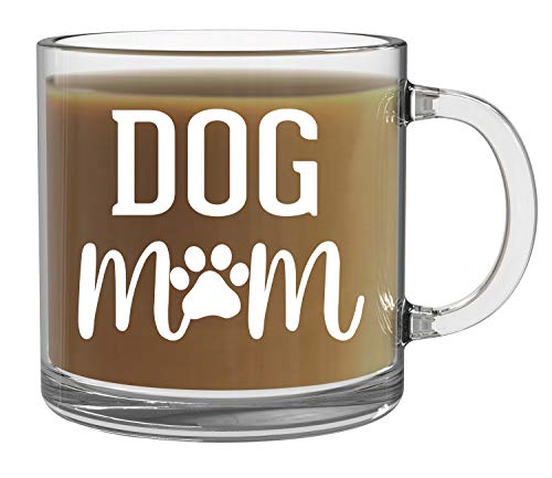 CBT Mugs Kaffeetasse mit Aufschrift "Best Dog Mom Ever", 370 ml, transparentes Glas, lustiges Geschenk für Hundefreunde und Frauen, perfekt für Tee oder heiße Schokolade von CBTwear