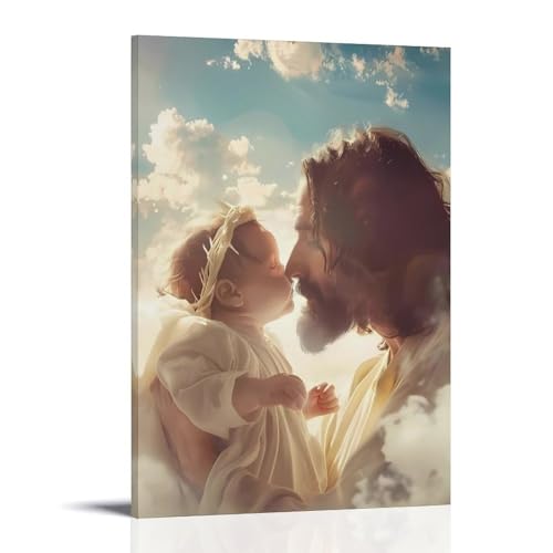 CBWVUWHJW Christliches Poster, Wanddekoration, Gemälde, Jesus umarmt das Kind, modische Wanddekoration – hängendes Kunstposter und Wandbild, 40 x 60 cm von CBWVUWHJW