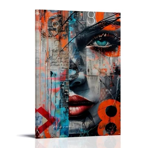 CBWVUWHJW Graffiti-Poster, Wanddekoration, Gemälde, Gesicht, modische Wanddekoration – hängendes Kunstposter und Wandbild, 40 x 60 cm von CBWVUWHJW